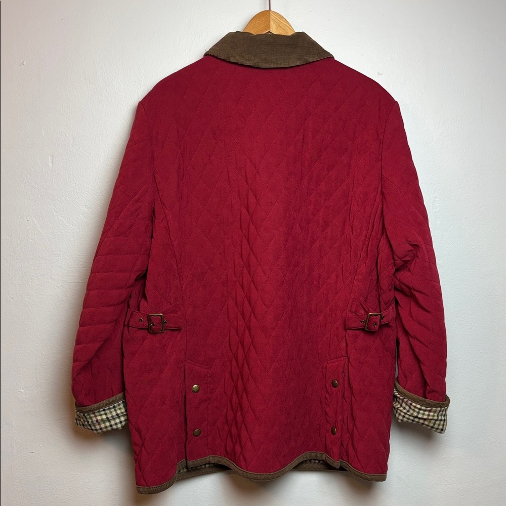 VTG Orvis Women's XL Diamond Quilted Barn Chore Coat Jacket Red Plaid Lining - Picture 2 of 9